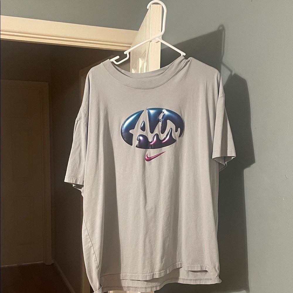 Nike Air Gray Tee with Blue and Pink Graphic